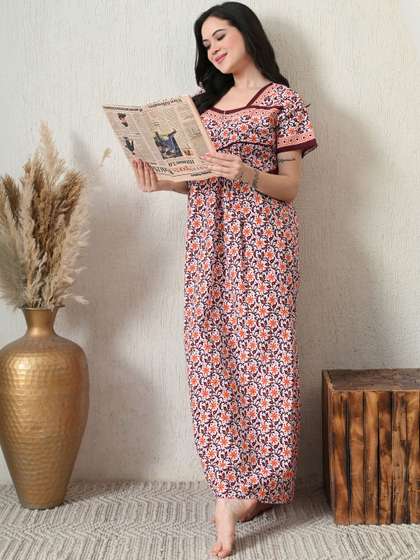 H & Y Apparel
                      Printed Maxi Nightdress