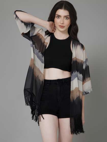 HANUMANJI Women
                        Printed Tasselled Shrug