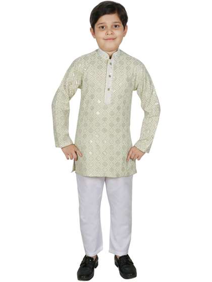 SG YUVRAJ Boys Ethnic
                    Motifs Embroidered Regular Sequinned Kurta with
                    Pyjama