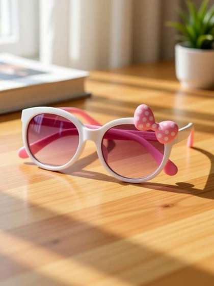 SPADEACES Unisex Kids
                    Clear Lens & White Round Sunglasses with
