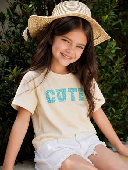 Purple United Kids Girls
                    Light Yellow Graphic Print Cotton Tshirt