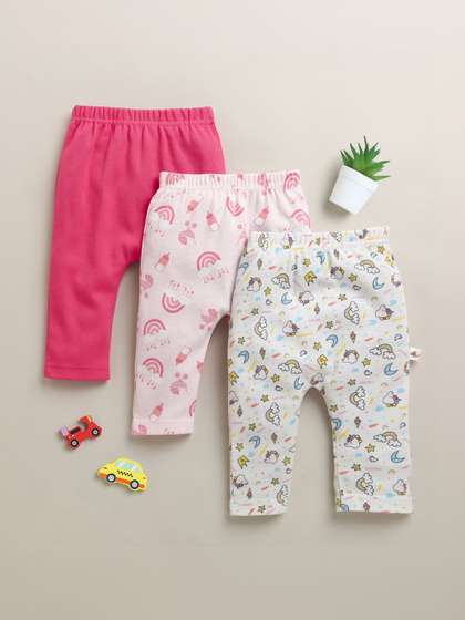 BUMZEE Girls Pack of 3
                    Cotton Printed Ankle Length Leggings