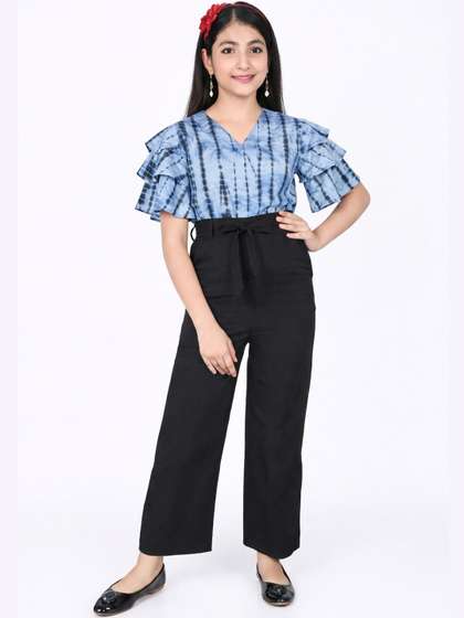 FELLAMO Girls Printed
                    Basic Jumpsuit with Ruffles