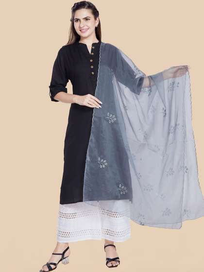 KALINI Ethnic Motifs
                      Embroidered Organza Dupatta with Thread Work