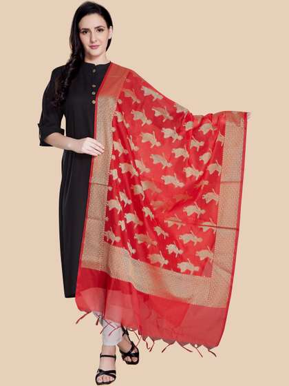 KALINI Ethnic Motifs
                      Woven Design Art Silk Dupatta with Zari
