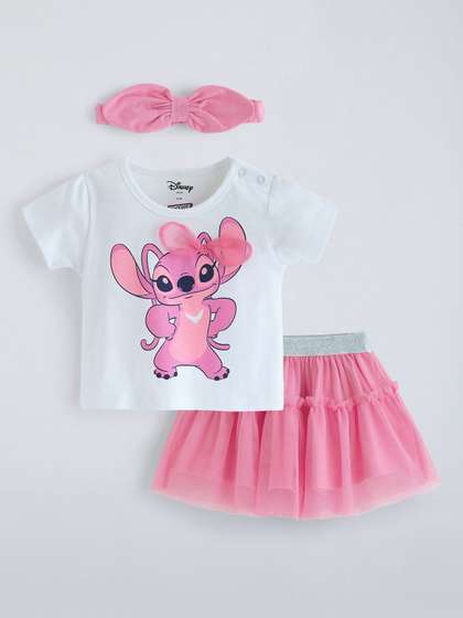 Hopscotch Girls Printed
                    T-shirt with Skirt