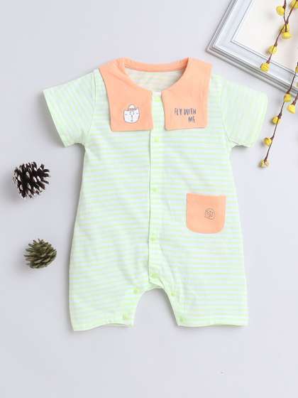 FOURFOLDS Kids Printed
                    Round Neck Rompers