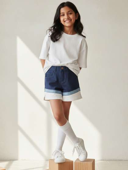 TALES & STORIES Girls Above Knee Denim Shorts