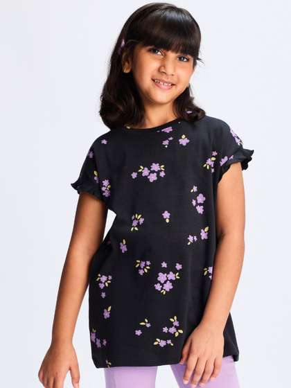 Dotokids Girls Cotton
                      Long Top with Frilled Sleeves