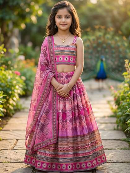 KALINI Girls Printed
                    Ready to Wear Lehenga & Blouse With Dupatta