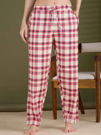 ETC Checked Cotton
                        Mid-Rise Straight Lounge Pants