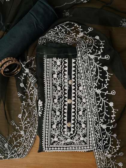 Dhaaga Ghar
                        Embroidered Organza Unstitched Dress Material