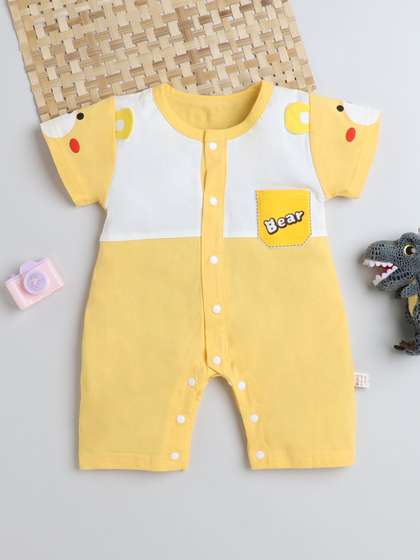 FOURFOLDS Kids Printed
                    Round Neck Rompers