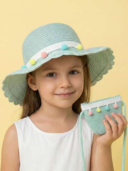 JENNA Girls Green
                    Embroidered Sun Hat