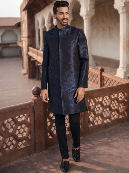VASTRAMAY Self
                        Design Mandarin Collar Sherwani