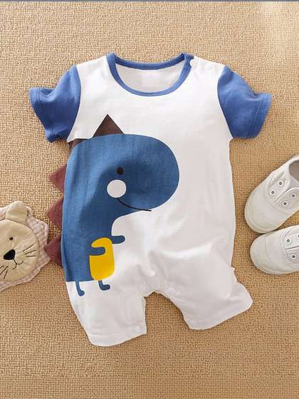 FOURFOLDS Kids Printed
                    Round Neck Rompers