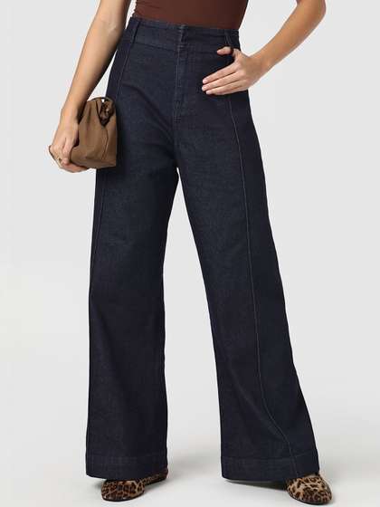 Bewakoof Women's
                        Indigo Blue Wide Leg Jeans
