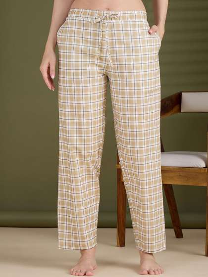 ETC Checked Cotton
                        Mid-Rise Straight Lounge Pants