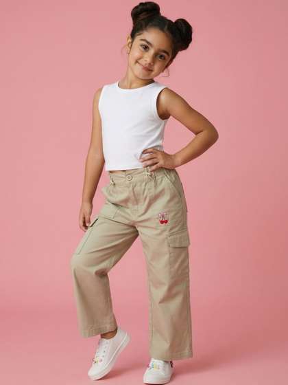 Nauti Nati Girls
                    Textured Embellished Cargos Trousers