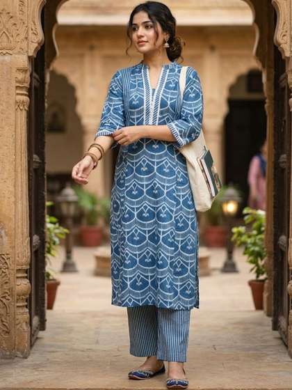 Varanga Women
                            Printed Regular Kurta with Trousers