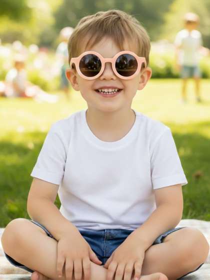 DEXENT COLLECTION Girls
                    Black Lens & Pink Round Sunglasses with