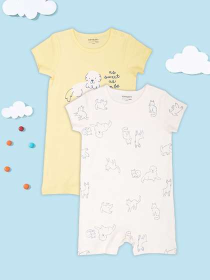 Pantaloons Baby Infant
                    Girls Pack Of 2 Pure Cotton Rompers