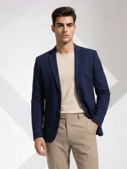 INVICTUS Regular
                          Fit Notched Lapel Collar Formal Blazer