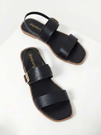 DressBerry Women
                        Colourblocked Open Toe Flats with Buckles