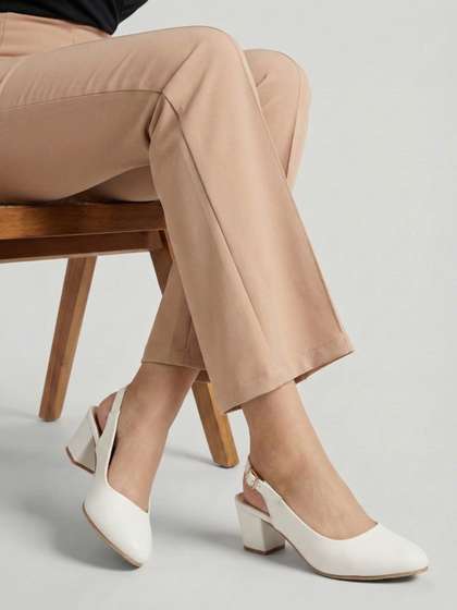 Denill Women White
                        Block Pumps with Buckles