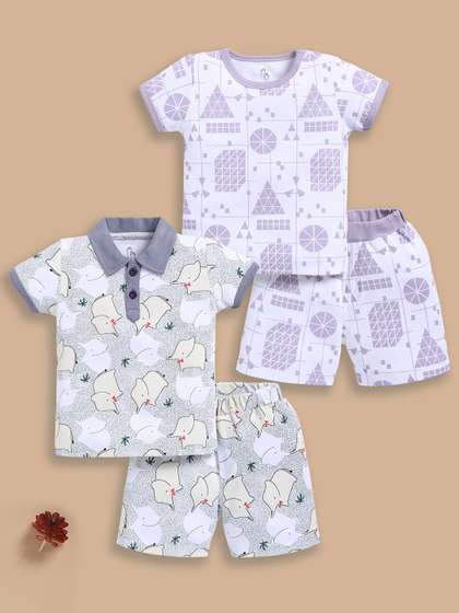 BABY GO Boys Printed
                    T-shirt with Shorts