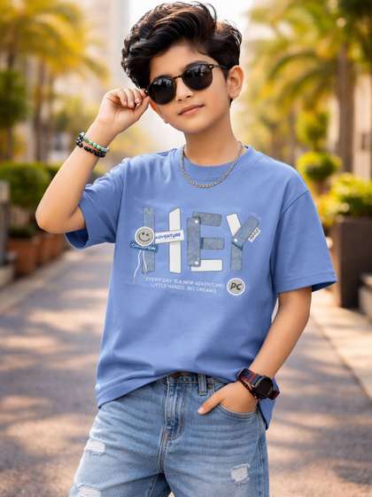 KEESOR Boys Blue Cotton
                    Tshirts