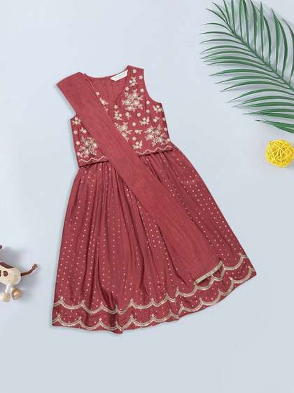 AKKRITI BY PANTALOONS
                    Girls Embellished Sequinned Ready to Wear Lehenga
                    & Blouse With Dupatta