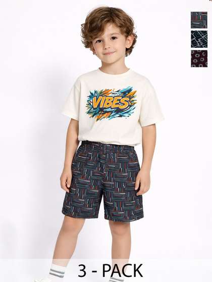 DYCA Boys Pack Of 3
                    Geometric Printed Assorted Cotton Shorts