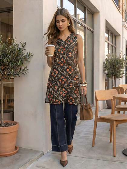 Anouk Rustic Printed Straight Kurti