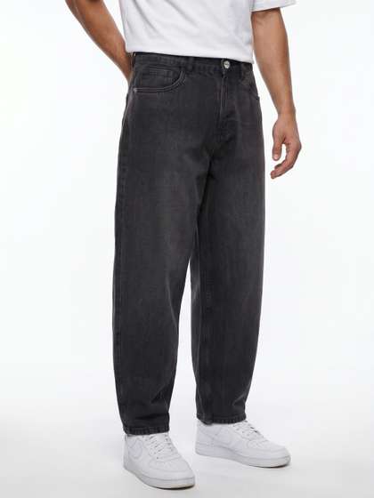 glitchez Men Korean
                        Baggy Fit Mid-Rise Light Fade Pure Cotton Jeans