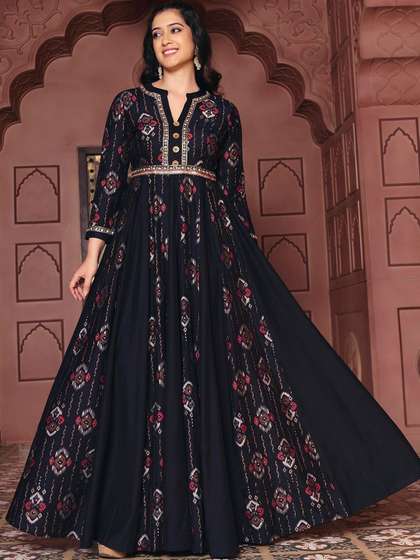 madhuram textiles
                        Embroidered V-Neck Fit & Flare Maxi Dress