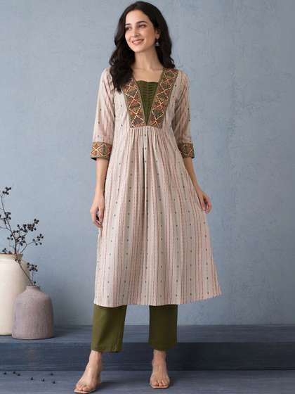 Anouk Women Pure
                        Cotton A-Line Kurta With Trousers