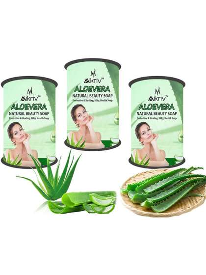 MIKRIV Set Of 3 Aloe
                      Vera Bath Soaps - 100 g Each