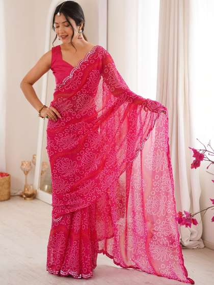 HERE&NOW
                        Bandhani Mirror Work Poly Georgette Bandhani
                        Saree