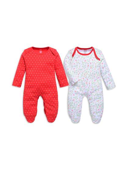 LuvLap Infant Pack Of 2
                    Pure Cotton Printed Rompers