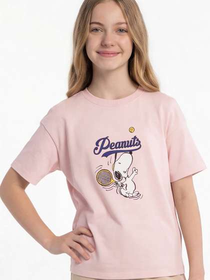 max Girls Graphic
                    Printed Round Neck Cotton Tshirt