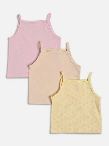 MINI KLUB Girls Pack
                      of 3 Cotton Non Padded Camisoles