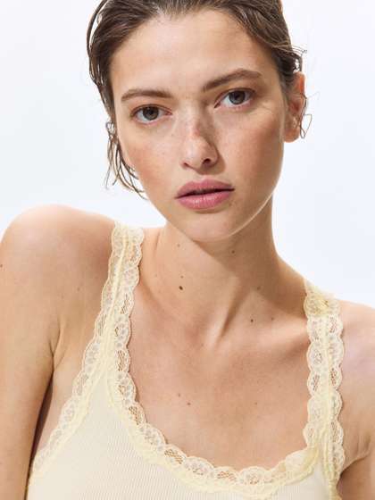 H&M Lace-trimmed
                        Viscose-blend Vest Top