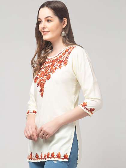 SHAUKIYA Ethnic
                        Motifs Embroidered Thread Work Thread Work
                        Kurti