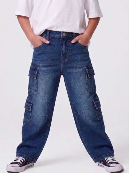 YK Boys Flared Low-Rise
                    Light Fade Stretchable Jeans