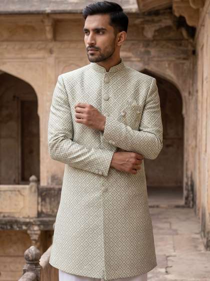 Jompers Self Design
                        Mandarin Collar Sherwani