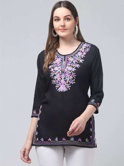 SHAUKIYA Ethnic
                        Motifs Embroidered Thread Work Thread Work
                        Kurti