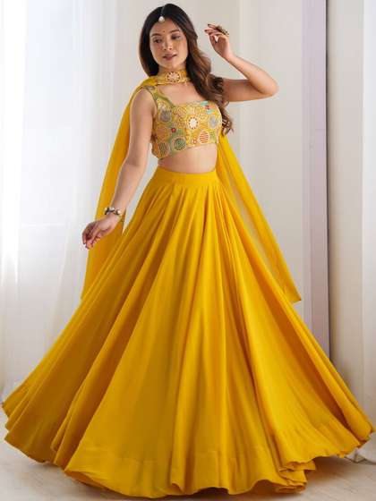 House of Pataudi
                        Embroidered Square Neck Lehenga With Choli &
                        Dupatta