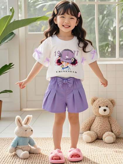 LULU & SKY Girls
                    Printed T-shirt With Shorts