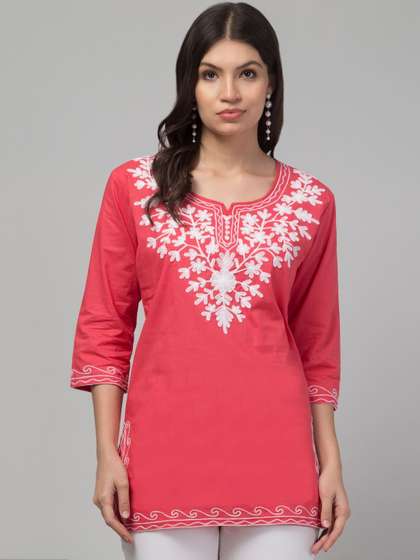 SHAUKIYA Ethnic
                        Motifs Embroidered Chikankari Pure Cotton
                        Chikankari Kurti